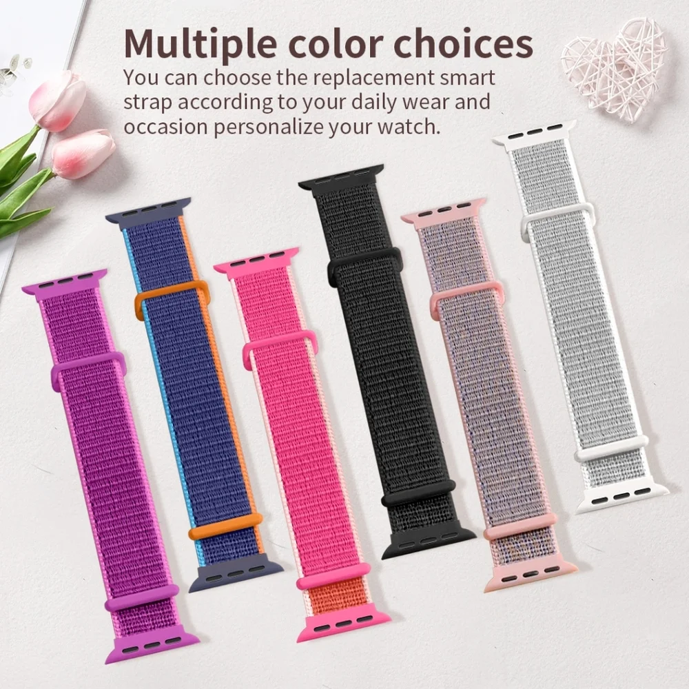 Nylon Dual Strap Watch Bands - 2 Pack - Compatible with Apple Watch 38 40 41 mm